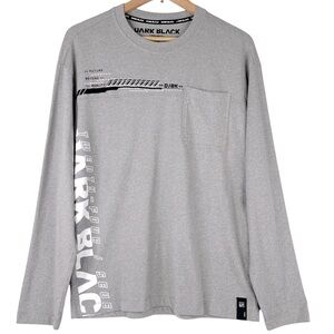 Projek Raw Dark Black Grey Long Sleeve Graphic Print Crew Neck Tee M